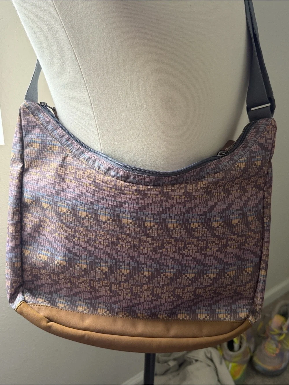 Columbia Purple and Brown Woven Crossbody Bag